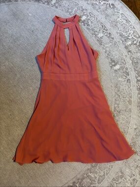 Express One-Shoulder Coral Halter Dress